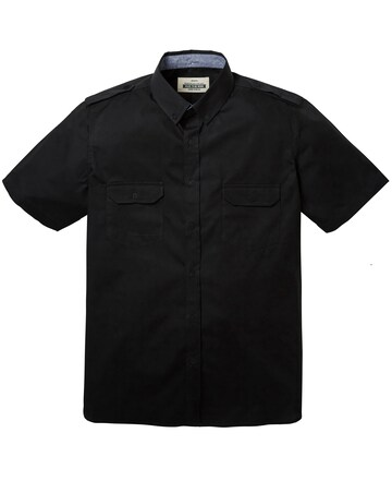 Jacamo Short Sleeve Black Military Shirt Long