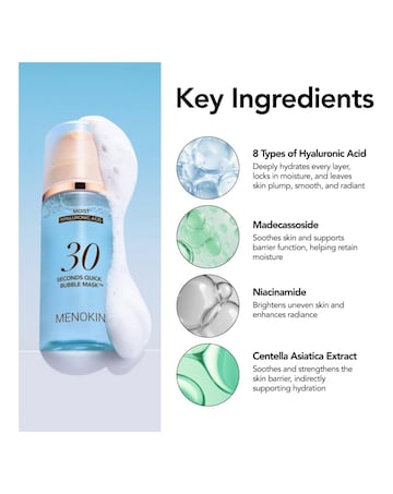 Menokin 30 Seconds Moisturising Hyaluronic Acid No Rinse Bubble Mask 95ml