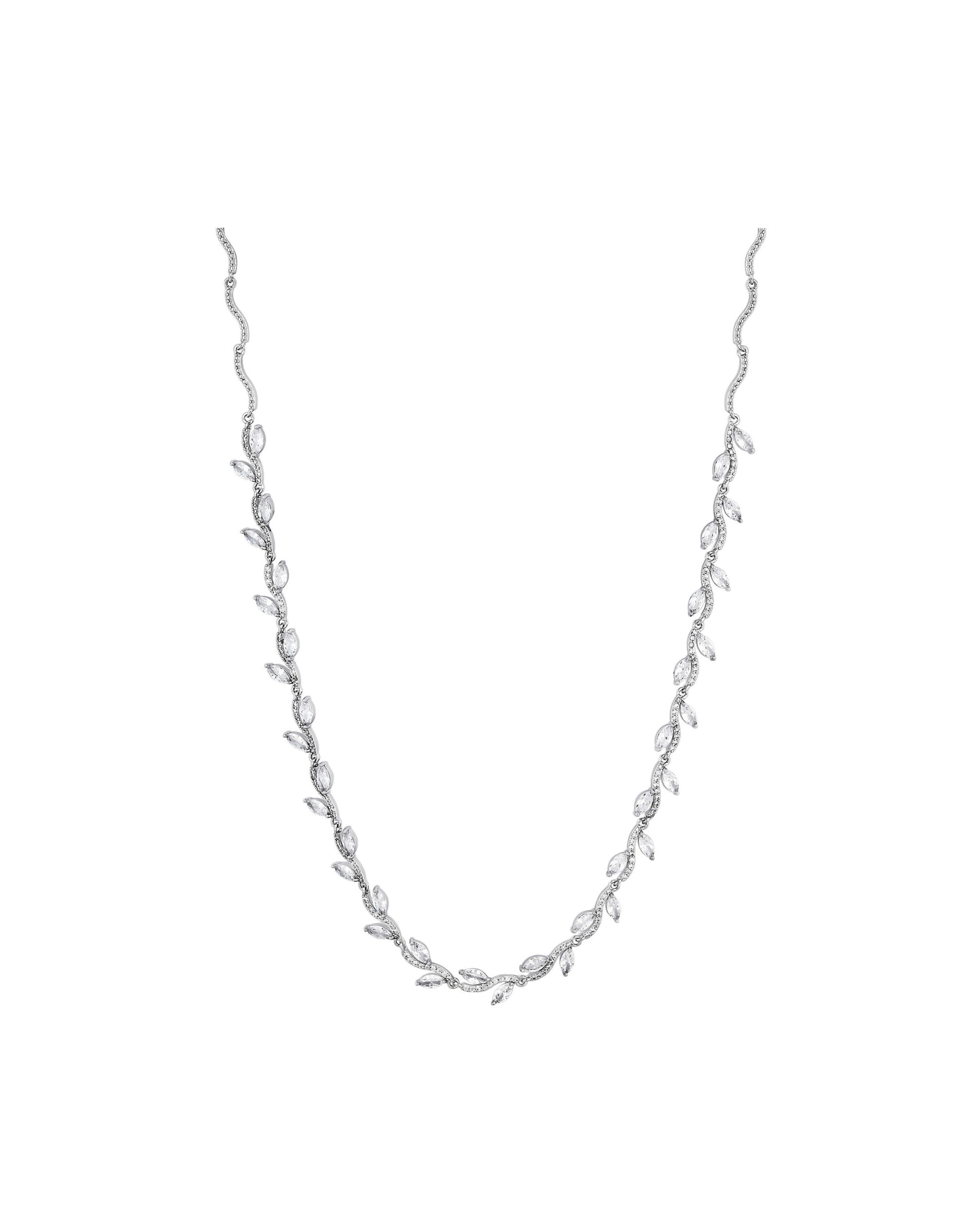 Jon Richard Pave Wave Leaf Necklace