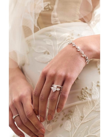 Jon Richard Silver Plated Pave Wave Leaf Bracelet