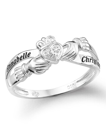 Sterling Silver and Diamond Personalised Claddagh Ring
