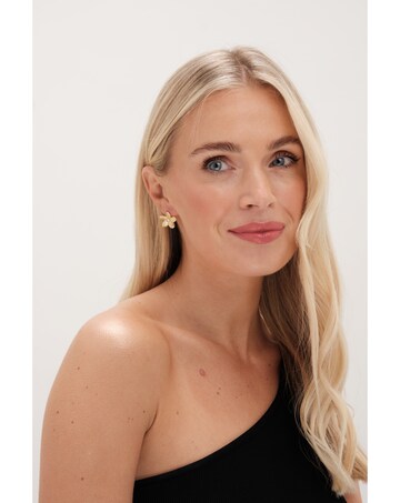 Jon Richard Gold Plated Satin Floral Earrings