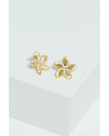 Jon Richard Gold Plated Satin Floral Earrings