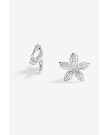 Jon Richard Silver Plated Pave Floral Earrings