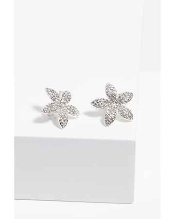 Jon Richard Silver Plated Pave Floral Earrings