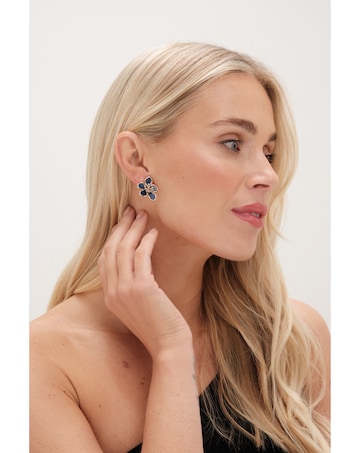 Jon Richard Gold Plated Blue Enamel Floral Clip Earrings