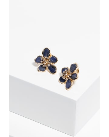 Jon Richard Gold Plated Blue Enamel Floral Clip Earrings