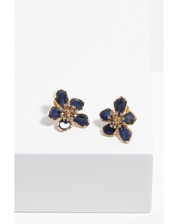 Jon Richard Gold Plated Blue Enamel Floral Clip Earrings