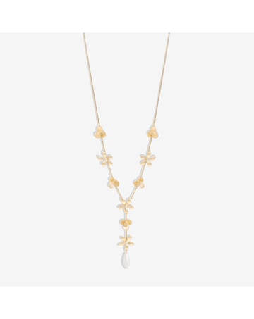 Mood Gold Mixed Flower Linear Y-Drop Necklace