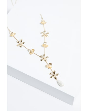 Mood Gold Mixed Flower Linear Y-Drop Necklace