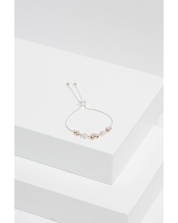 Jon Richard Rose Gold Plated And Silver Crystal Heart Toggle Bracelet