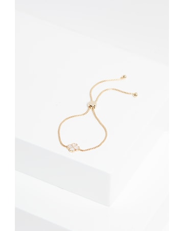 Jon Richard Gold Plated And MOP Enamel Heart Clover Toggle Bracelet