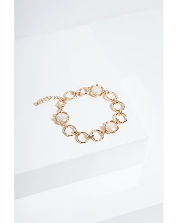 Jon Richard Gold Plated And Baroque Pearl Polished Chain Bracelet
