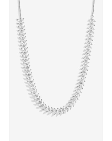 Jon Richard Rhodium Plated CZ Leaf Adjustable Toggle Necklace - Gift Boxed