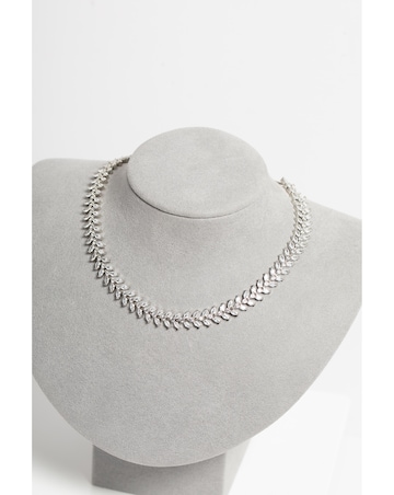 Jon Richard Rhodium Plated CZ Leaf Adjustable Toggle Necklace - Gift Boxed