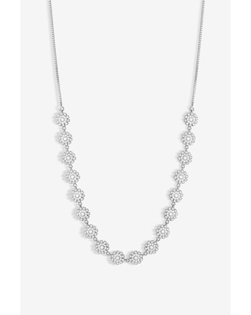 Jon Richard Rhodium Plated Cubic Mini Flower Adjustable Necklace