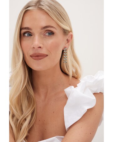 Mood Gold Green Leaf Linear Drop Earrings