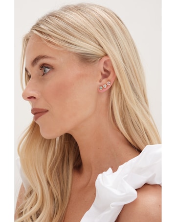 Mood Gold Green Crystal And Pearl Stud Earrings - Pack Of 3