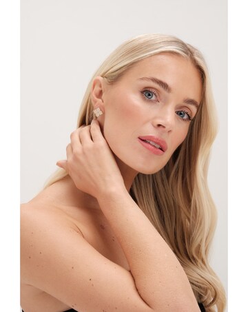 Jon Richard Gold Pave Clover Stud Earrings