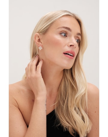 Jon Richard Gold Pave Clover Stud Earrings