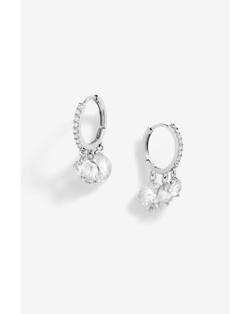 Jon Richard Rhodium Plated Cubic Zirconia Crystal Charm Earrings