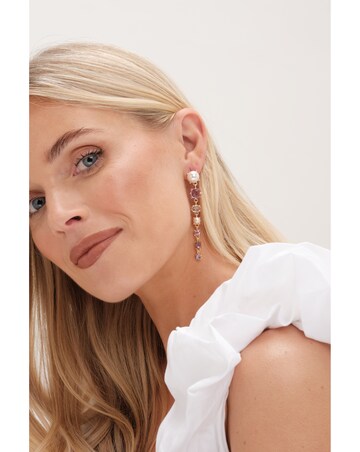 Mood Gold Romantic Crystal And Pearl Linear Drop Earrings