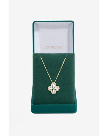 Jon Richard Gold Plated Cubic Zirconia Clover Pendant - Gift Boxed