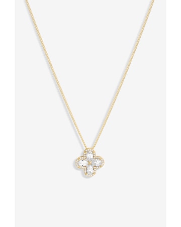 Jon Richard Gold Plated Cubic Zirconia Clover Pendant - Gift Boxed
