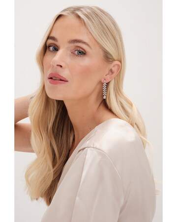 Jon Richard Rhodium Plated CZ Rhodium Plated Leaf Earrings - Gift Boxed