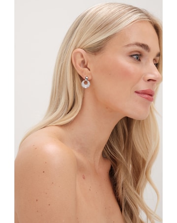 Jon Richard Rhodium Plated Polished And Micro Pave Door Knocker Earrings