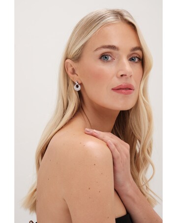 Jon Richard Rhodium Plated Polished And Micro Pave Door Knocker Earrings