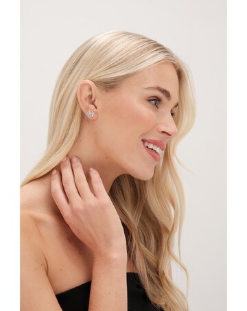 Jon Richard Rhodium Plated Cubic Zirconia Flower Stud Earrings