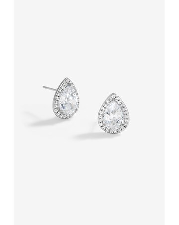Jon Richard Rhodium Plated Cubic Zirconia Crystal Peardrop Studs - Gift Boxed