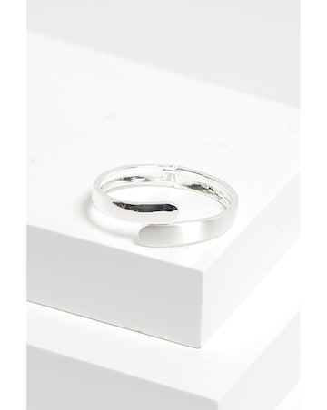 Jon Richard Silver Plated Polished Satin Open Hinge Bangle