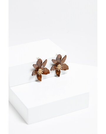 Mood Gold Tort Resin Statement Flower Earrings
