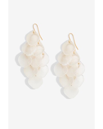 Mood Gold White Layered Shell Chandelier Drop Earrings