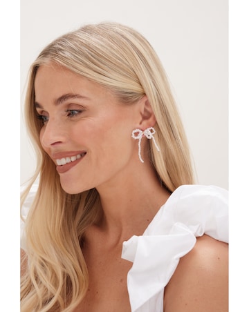 Mood Gold Pearl Bow Drop Earrings