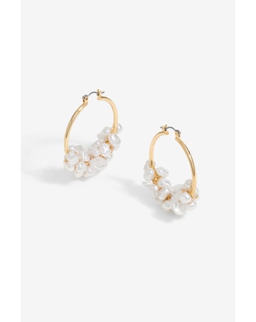 Mood Gold Pearl Cluster Hoop Earrings