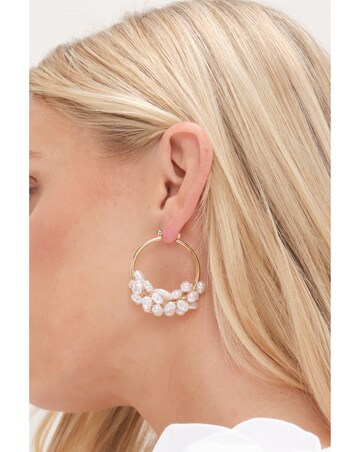 Mood Gold Pearl Cluster Hoop Earrings