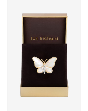Jon Richard Gold Plated Mother Of Pearl Butterfly Brooch - Gift Boxed
