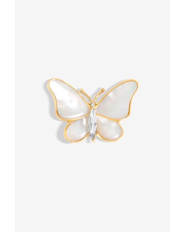 Jon Richard Gold Plated Mother Of Pearl Butterfly Brooch - Gift Boxed