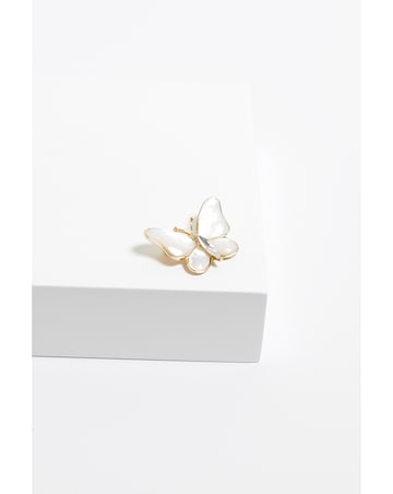Jon Richard Gold Plated Mother Of Pearl Butterfly Brooch - Gift Boxed
