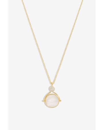 Inicio Gold Plated Evil Eye And Mother Of Pearl Spinning Pendant - Gift Pouch