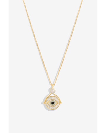 Inicio Gold Plated Evil Eye And Mother Of Pearl Spinning Pendant - Gift Pouch
