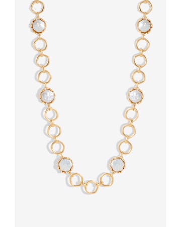 Jon Richard Gold Plated And Baroque Pearl Polished Chain Necklace