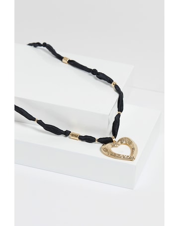 Mood Gold Hammered Heart Long Pendant Necklace
