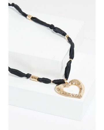 Mood Gold Hammered Heart Long Pendant Necklace