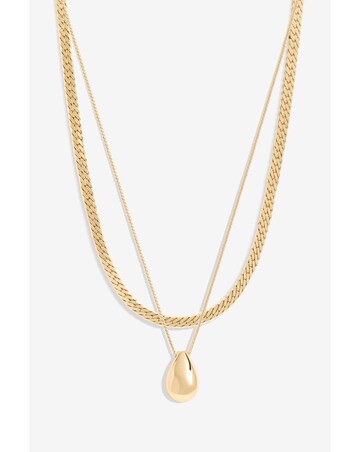 Mood Gold Polished Dome Layered Chain Pendant Necklace - Pack Of 2