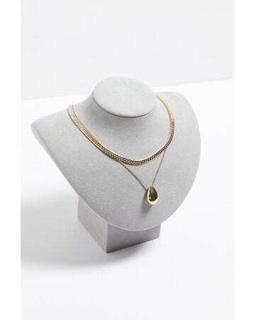 Mood Gold Polished Dome Layered Chain Pendant Necklace - Pack Of 2