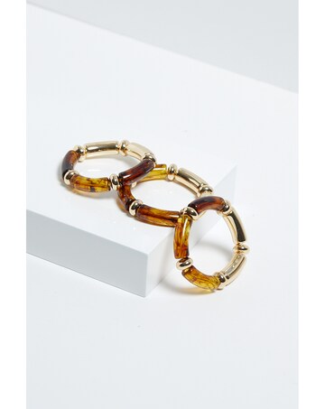 Mood Tort Resin And Polished Station Stretch Bracelets - Pack Of 3